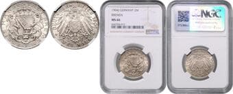 GERMAN STATES SINCE 1871 BREMEN 2 Mark Bremen, 1904, J, Jäg 59 NGC MS 66 BRÉMY (BREMEN) 2 Marka Brémy...