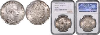 GERMAN STATES SINCE 1871 PRUSSIA 5 Mark Prussia, 1888, A, Jäg 101 NGC MS 63+ PRUSKO (PREUSSEN) 5 Marka Prusko...