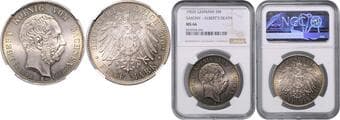 GERMAN STATES SINCE 1871 SAXONY 5 Mark Saxony To Commemorate the Death of the King, 1902, E, Jäg 128 NGC MS 66 ...