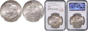 GERMAN STATES SINCE 1871 SAXONY 5 Mark Saxony 500th Anniversary of the Leipzig University, 1909, (E), Jäg 139 NGC...