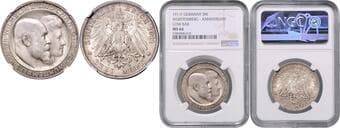 GERMAN STATES SINCE 1871 WÜRTTEMBERG 3 Mark Württemberg To Commemorate the Silver Wedding 8. 4. 1911 (variant...