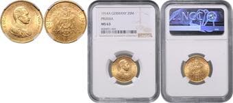 GERMAN STATES SINCE 1871 PRUSSIA 20 Mark Prussia, 1914, A, Jäg 253 NGC MS 63 PRUSKO (PREUSSEN) 20 Marka Prusko...
