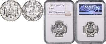 GERMAN STATES SINCE 1871 WEIMAR REPUBLIC 2 Mark Weimar Republic, 1925, A, Jäg 320 NGC PF 66 | Mimořádný...