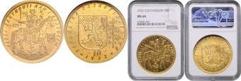CZECHOSLOVAKIA CZECHOSLOVAK REPUBLIC 10 Ducats, 1932, Kremnica, MCHCSR1D-001 NGC MS 64 ČESKOSLOVENSKÁ REPUBLIKA...