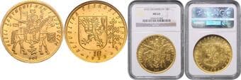 CZECHOSLOVAKIA CZECHOSLOVAK REPUBLIC 10 Ducats, 1933, Kremnica, MCHCSR1D-001 NGC MS 64 ČESKOSLOVENSKÁ REPUBLIKA...