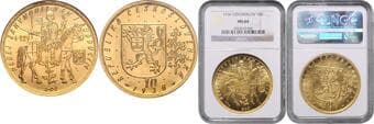 CZECHOSLOVAKIA CZECHOSLOVAK REPUBLIC 10 Ducats, 1936, Kremnica, MCHCSR1D-001 NGC MS 64 ČESKOSLOVENSKÁ REPUBLIKA...