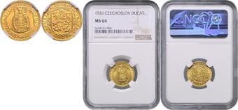 CZECHOSLOVAKIA CZECHOSLOVAK REPUBLIC 1 Ducat, 1926, Kremnica, MCHCSR1D-005 NGC MS 64 ČESKOSLOVENSKÁ REPUBLIKA ...