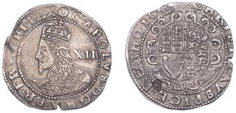 The Gary Oddie Collection of English Regal Shillings
Charles I (1625-1649), Exeter mint, Shilling, 1644, mm. rose,...