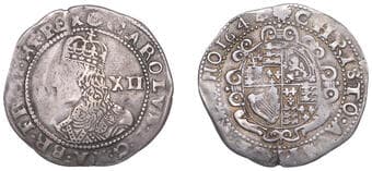 The Gary Oddie Collection of English Regal Shillings
Charles I (1625-1649), Exeter mint, Shilling, 1644, mm. rose,...
