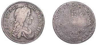 The Gary Oddie Collection of English Regal Shillings
An excessively rare 1669 Shilling
Charles II (1660-1685),...