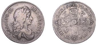 The Gary Oddie Collection of English Regal Shillings
Charles II (1660-1685), Milled coinage, Shilling, 1673, second...