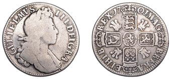 The Gary Oddie Collection of English Regal Shillings
William III (1694-1702), Shilling, 1701, fifth bust, plumes in...