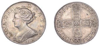 The Gary Oddie Collection of English Regal Shillings
Anne (1702-1714), Shilling, 1703, second bust, vigo below, harp...