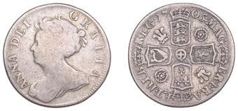 The Gary Oddie Collection of English Regal Shillings
Anne (1702-1714), Shilling, 1705, second bust, roses and plumes...