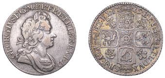 The Gary Oddie Collection of English Regal Shillings
George I (1714-1727), Shilling, 1725, second bust, roses and...