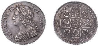 The Gary Oddie Collection of English Regal Shillings
George II (1727-1760), Shilling, 1739, roses in angles, normal...