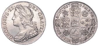 The Gary Oddie Collection of English Regal Shillings
George II (1727-1760), Shilling, 1741, roses in angles, smaller...