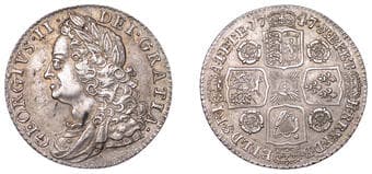 The Gary Oddie Collection of English Regal Shillings
George II (1727-1760), Shilling, 1747/6, roses in angles, harp...