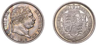 The Gary Oddie Collection of English Regal Shillings
George III (1760-1820), New coinage, Shilling, 1818, re-cut...