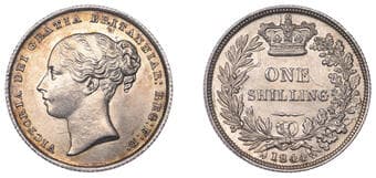 The Gary Oddie Collection of English Regal Shillings
Victoria (1837-1901), Shilling, 1844, 5.66g/6h (ESC 2990; S...
