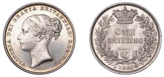 The Gary Oddie Collection of English Regal Shillings
Victoria (1837-1901), Shilling, 1845, 5.66g/6h (ESC 2991; S...