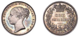 The Gary Oddie Collection of English Regal Shillings
Victoria (1837-1901), Proof Shilling, 1853, edge grained,...