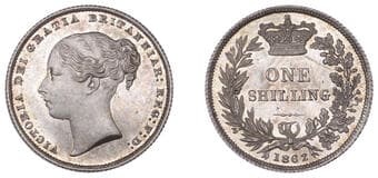 The Gary Oddie Collection of English Regal Shillings
Victoria (1837-1901), Shilling, 1862, 5.66g/6h (ESC 3021; S...