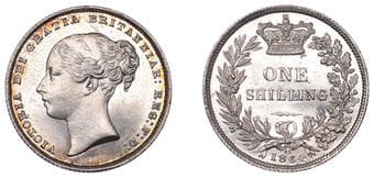 The Gary Oddie Collection of English Regal Shillings
Victoria (1837-1901), Shilling, 1864, die 65, 5.68g/6h (ESC...