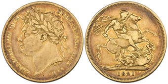 g George IV, sovereign, 1821, about fine, toned Estimate: 800 - 1000 GBP