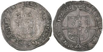 Henry VIII Posthumous issue, groat, York mint, without mintmark, bust 4, 2.57g (N. 1876; S. 2409), double-struck and...