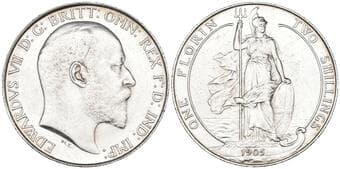 Edward VII, florin, 1905, has been cleaned, extremely fine or better, rare Estimate: 600 - 800 GBP