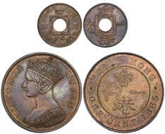 Hong Kong, Victoria, cent, 1865, marked in obverse field below the Queen's chin, otherwise extremely fine, reverse...