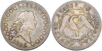 U.S.A., 'Flowing Hair' half-dollar, 1795, rev., two leaves beneath each of the eagle's wings, 13.09g, very good, with...