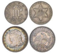 U.S.A., 5 cents, 1830, light surface marks, good extremely fine and well toned; together with 3 cents, 1862, virtually...