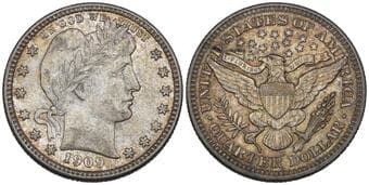 U.S.A., quarter dollar, 1909 D, mint state and lightly toned, in NGC holder graded MS 63 Estimate: 200 - 300 GBP