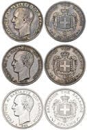 Greece, George I (1863-1913), 1 drachma (3), 1868, 1873, 1883, Paris mint (Divo 53a, 53b, 53d; KM 38(3); Karamitsos...