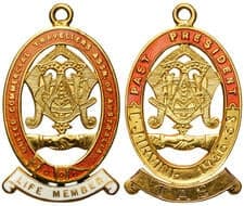 United Commercial Travellers Association of Australia, 1958, EF 9ct gold & enamel fob medal, oval form with...