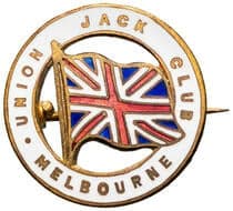 Union Jack Club - Melbourne, 1900S, aUNC Voided enamel & gilt badge, 23mm, reverse impressed STOKES, with reverse pin...