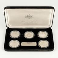 Elizabeth II, RAM - Masterpieces in Silver, Fifty Cents, 1989, FDC .925, 18.0g proof fifty cents, set of five...