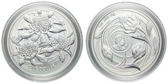 Elizabeth II, RAM - Wildflowers of Australia, Waratah, One Dollar, 2022, UNC 1oz silver, brilliant uncirculated one...