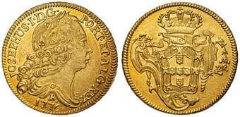 Brazil, Joseph I, 6400 Reis, 1776-R, gVF Even wear, very fine or slightly better, (KM 172.2.). Estimate: 1500 - 2500...