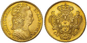 Brazil, Maria I, 6400 Reis, 1796-R, EF Obverse contact marks otherwise extremely fine, (KM 226.1.). Estimate: 1500 -...
