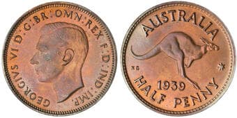 George VI, Halfpenny, 1939, FDC Kangaroo reverse type, Melbourne Mint, proof, lustrous red-brown, one of the finest...