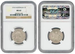 Edward VII, Shilling, 1910, NGC MS62 NGC Cert Number: 2042053-005. Estimate: 250 - 450 AUD