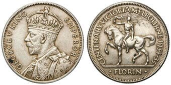 George V, Florin, 1934-5, VF Rubbed highpoints, a couple of carbon spots & toned around legends & devices, very fine....