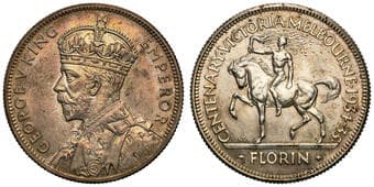 George V, Florin, 1934-5, aUNC Reverse toned with some lustre to highpoints, obverse better with attractive...