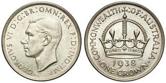 George VI, Crown, 1938, gEF Lightly rubbed and quite lustrous, a few contact marks to bust, good extremely fine. ...