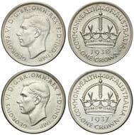 George VI, Crown, 1937 - 1938, aEF - EF 1937 crown, lustrous and lightly toned, multiple contact marks to bust,...