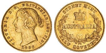 Victoria, Half Sovereign, 1866, aEF Obverse die break at 4, nearly extremely fine and rare thus.
Ex J. Nesbitt...