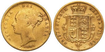 Victoria, Half Sovereign, 1881-M, VG Well rubbed with some remaining detail, the reverse better, very good or...